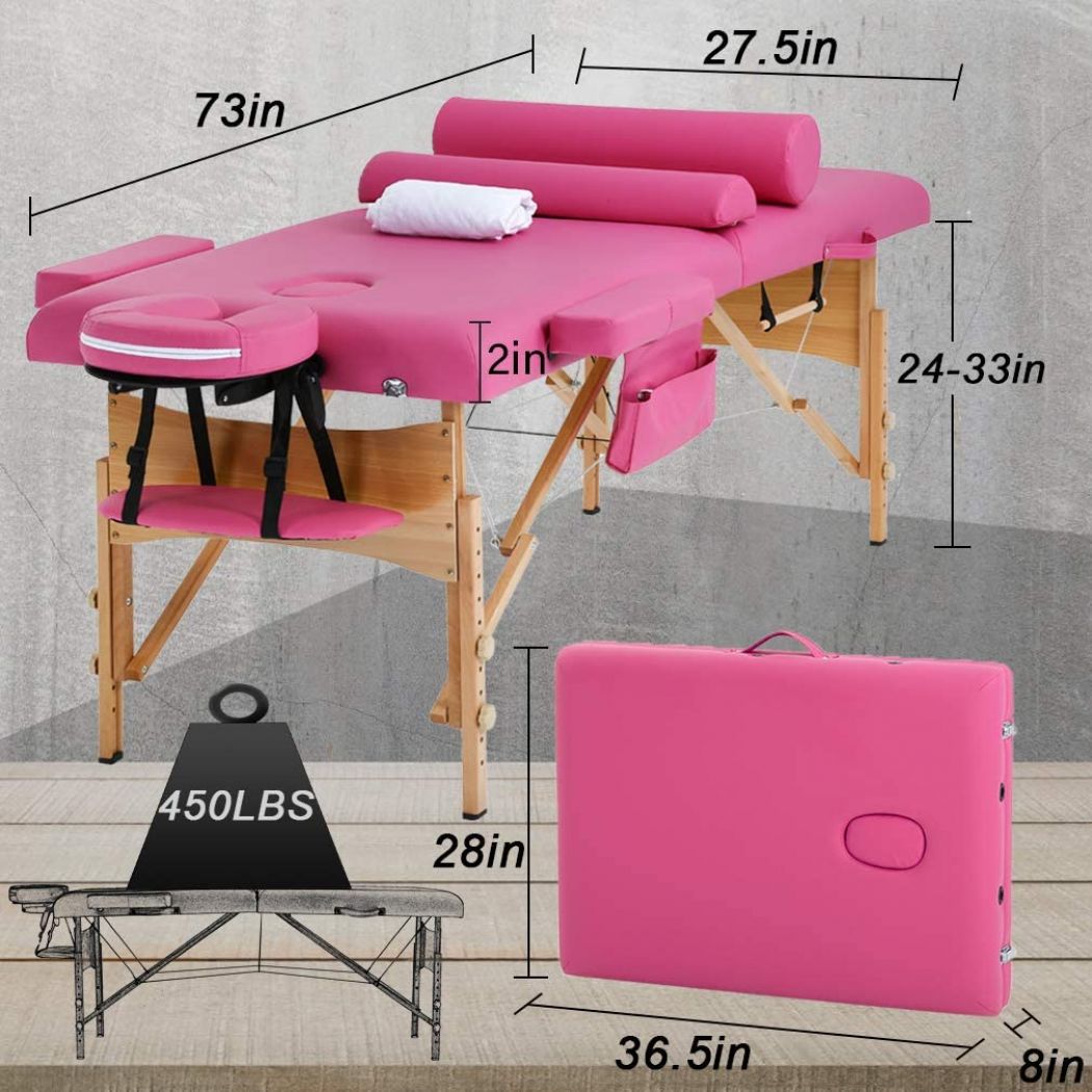 Beauty Salon Adjustable Double Fold Portable Massage Table